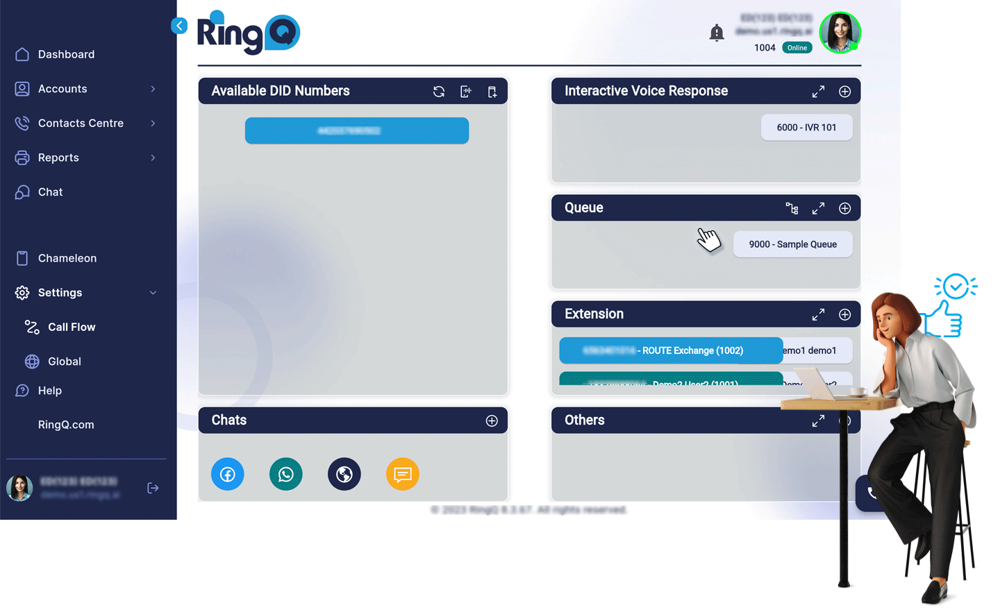 RingQ Web Client call flow ivr & queue