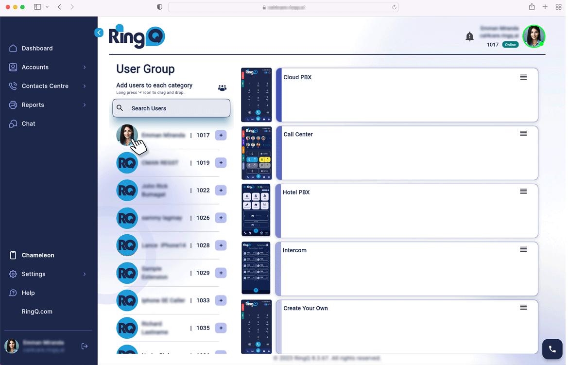 RingQ Web Client chameleon custom