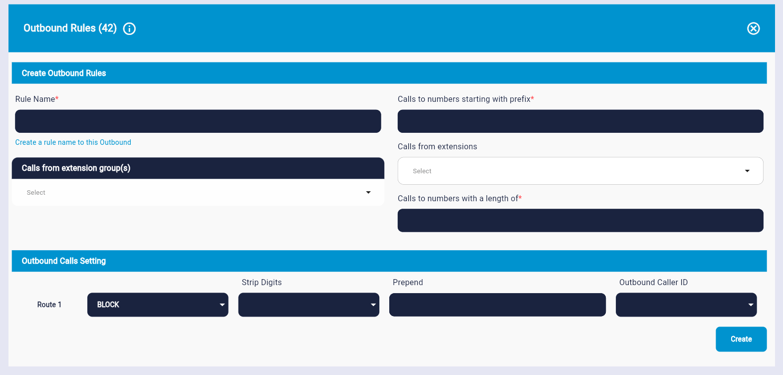 RingQ create outbound rules