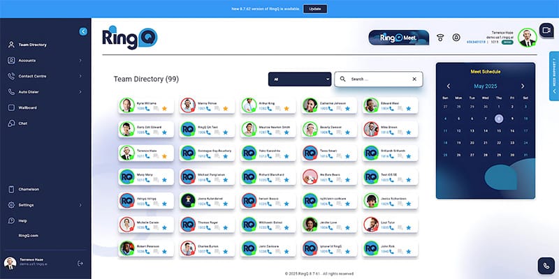RingQ Team Directory Dashboard