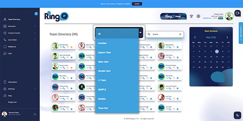 RingQ search in Team Directory