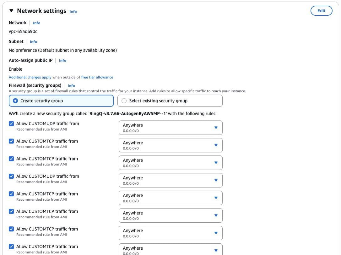 ringq network settings